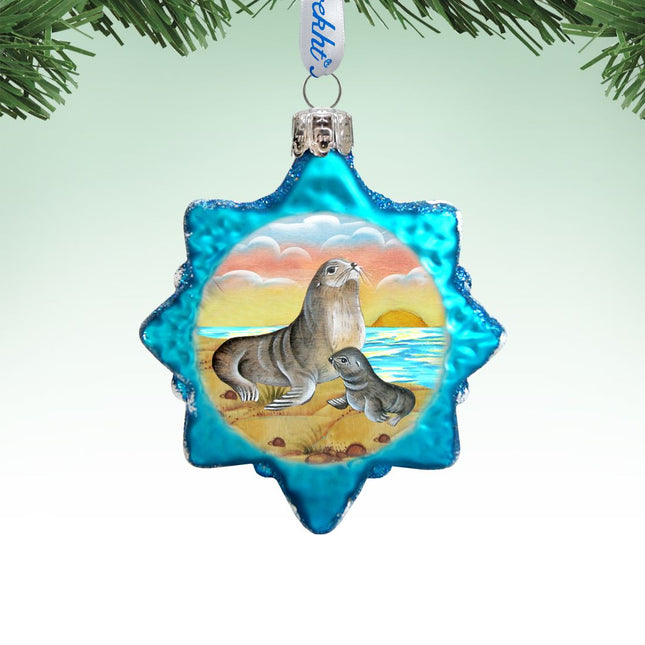 Seal Star Mercury Glass Ornament by G. DeBrekht - Coastal Holiday Decor - 775476-0