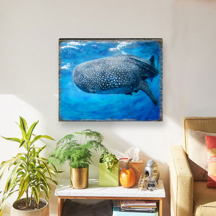 Blue Whale Art Wooden Wall Art by Nature Wonders - Nature Wildlife Decor  - 95401B-2