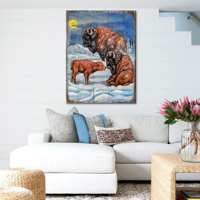 Buffalos Art Wooden Wall Art by Nature Wonders - Nature Wildlife Decor  - 95217B-0