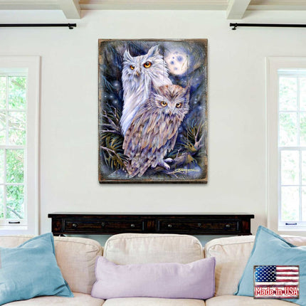 Night Watch Owls Wooden Wall Art by J. Bergsma - Nature Wildlife Decor  - 8592902BP-JB-3