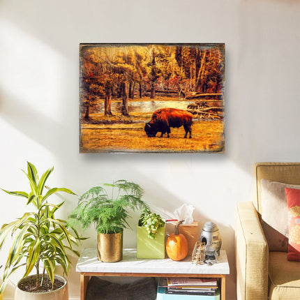 Bison Art Wooden Wall Art by Nature Wonders - Nature Wildlife Decor  - 95293B-2