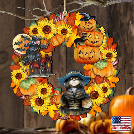 Halloween Wreath Wooden Ornaments by G. DeBrekht - Thanksgiving Halloween Decor - 8185317-1