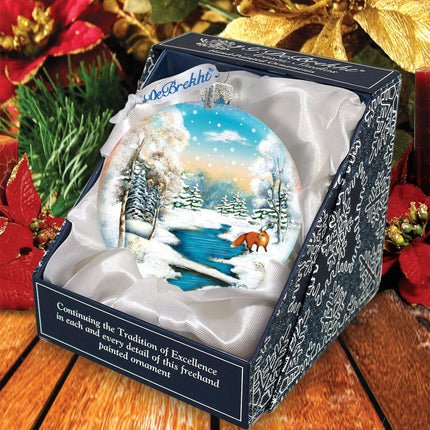 Winter Fox Ball Glass Ornament by G. DeBrekht - Wildlife Holiday Decor - 73415-2