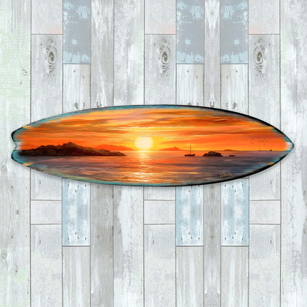 Sunset Symphony Surfboard Coastal Wall Art by G. DeBrekht - Coastal Holiday Decor - 8490133HS-4