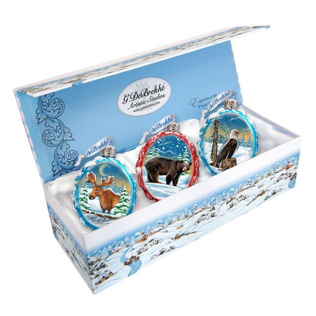 Wildlife Mercury Glass Ornaments Set of 3 by G. DeBrekht - Wildlife Holiday Decor - 770109S3-0