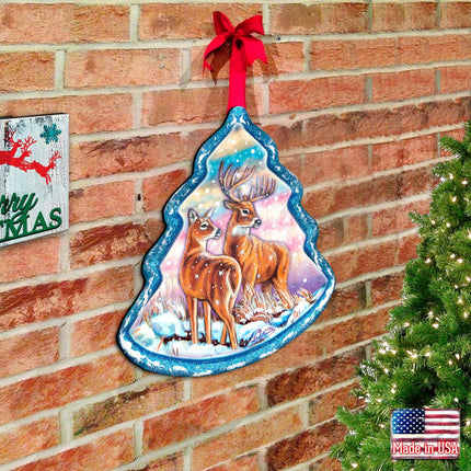 Reindeer Tree Wildlife Door Decor - G. DeBrekht - Wildlife Holiday Decor - 8176229H-1