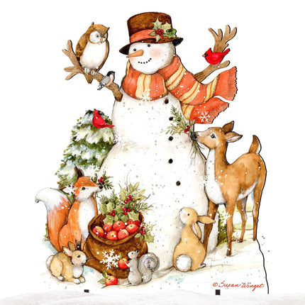 Ivory Snowman Christmas Outdoor Yard Sign by Susan Winget - Christmas Santa Snowman Decor - 8471107F-SW-4