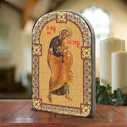 Saint Peter Wooden Gold Plated Religious Christian Sacred Icon - Inspirational Icon Decor - 86042-0