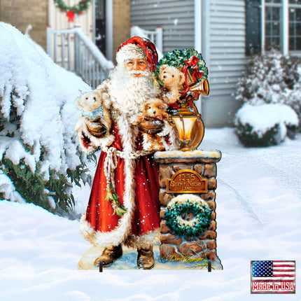 Silent Night Santa Christmas Outdoor Yard Sign by D. Gelsinger - Christmas Santa Snowman Decor - 8461013F-1315-2