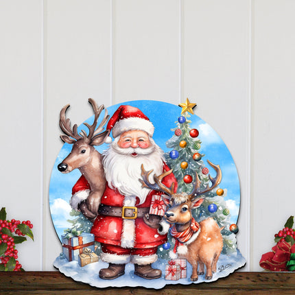Santa with Reindeers Holiday Door Decor  by G. Debrekht - Christmas Decor - 8611032H-1