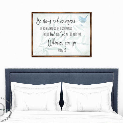 Be Strong and Courageous - God Will Be With You - Wooden Christian Art - Contemporary Sign - Living Room Decor - Joshua 1:9 - Inspirational Wall Art - 310331-4
