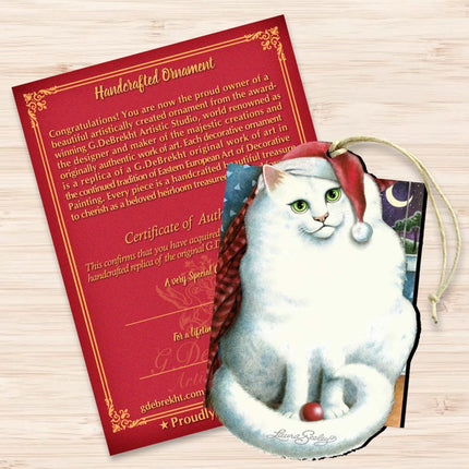 Marshmallow Santa Cat Wooden Ornaments Pets by Laura Seeley - Pets Dog and Cats Decor - 8512058-LS-3