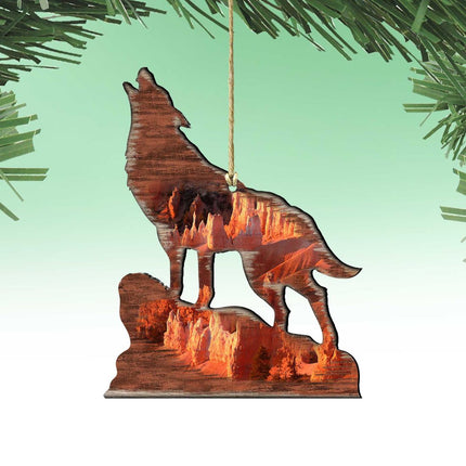 Howling Wolf Wooden Ornaments by G. DeBrekht - Wildlife Holiday Decor - 8198227-3-0