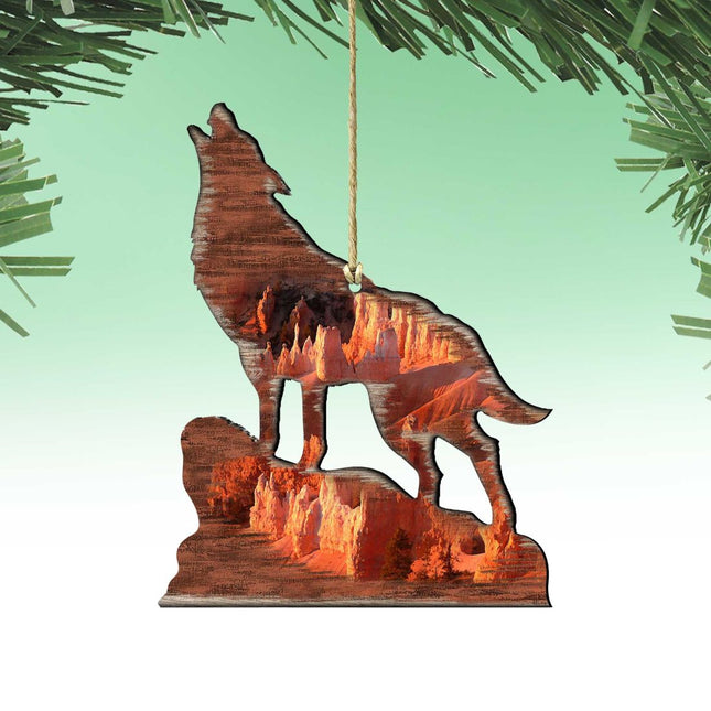 Howling Wolf Wooden Ornaments by G. DeBrekht - Wildlife Holiday Decor - 8198227-3-0