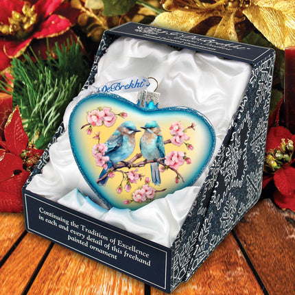 Blooming Love Heart Glass Ornament by G. Debrekht Christmas Decor - 753-014-4