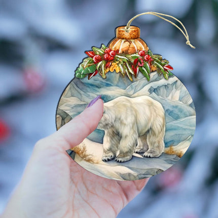 Arctic Glacier Polar Bear Wooden Ornaments by G.Debrekht - Wildlife Holiday Decor - 870021-4