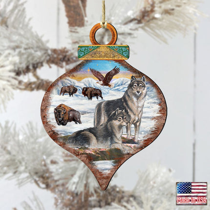 Wolves Drop Wooden Ornaments by G. DeBrekht - Wildlife Holiday Decor - 8035219-1