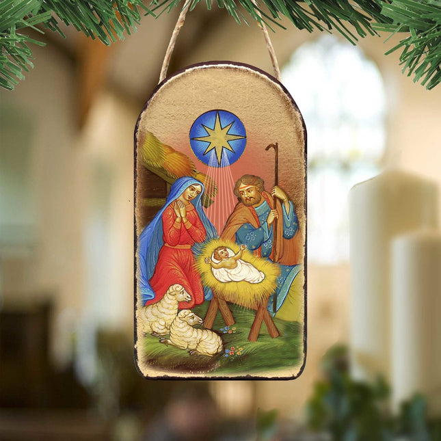 Nativity of Birth Religious Orthodox Sacred Icon Ornament - Inspirational Icon Decor - 87019-0