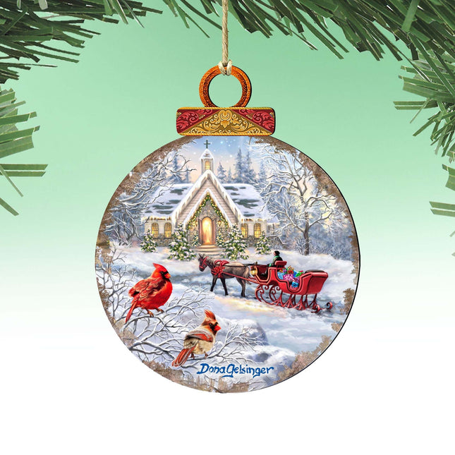 Sleigh Ride Wooden Ornaments by Gelsinger - Christmas Decor - 8021129-DG-0