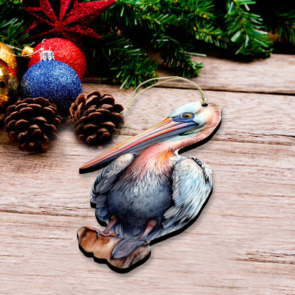 Pelicans Decorative Wooden Ornaments of 3 by G. Debrekht - Coastal Decor - 8091014-S3-3