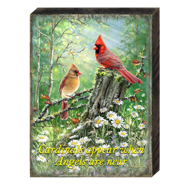 Cardinals Appear When Angels Are Near Wooden Wall Art by D. Gelsinger - Nativity Holiday Decor - 95665B-1616-DG-0