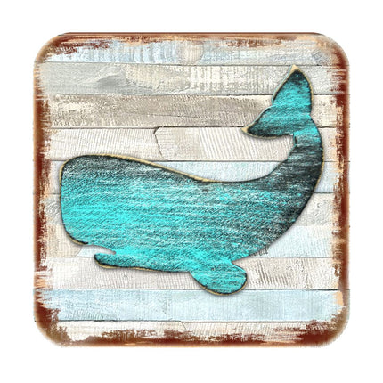 Humpback Whale Coastal Wooden Cork Coasters Gift Set of 4 by Nature Wonders - Coastal Sea-Life Decor - 8198516-2-9C-S4-3