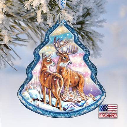Deer Story Glass Ornament by G. DeBrekht - Wildlife Holiday Decor - 762-029-1