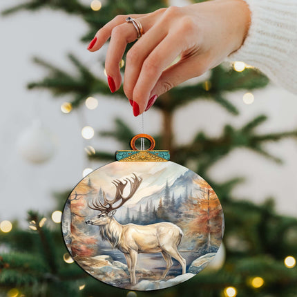 Elk in Alaskan Heights Wooden Ornaments by G.Debrekht - Wildlife Holiday Decor - 870056-3