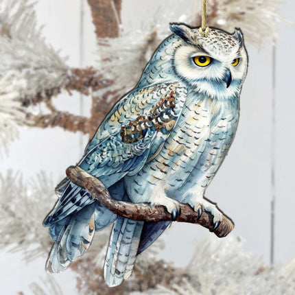 Alaskan Snowy Owl Wooden Ornaments by G.Debrekht - Wildlife Holiday Decor - 8710004-5-2