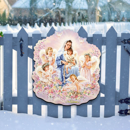 Gift of Love Angel Wreath Door Decor by D. Gelsinger - Nativity Holiday Decor - 8461031H-0108-3