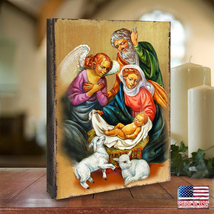 Nativity Wooden Gold Plated Religious Christian Sacred Icon - Inspirational Icon Decor - 85020-1