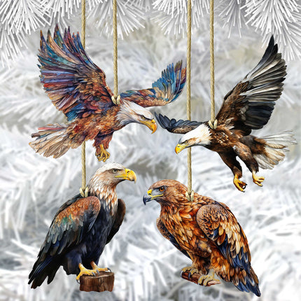 Alaskan Eagles Wooden Ornaments Set of 3 by G. Debrekht - Wildlife Holiday Decor - 8091321S4-4