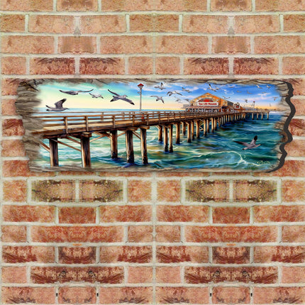 Pier Panorama Wooden Wall Art by G. DeBrekht Coastal Decor - 8491103W-3