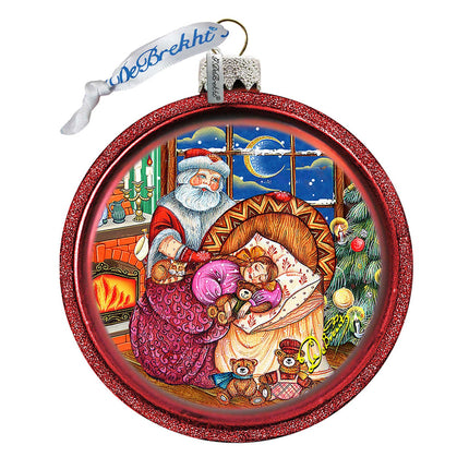 Christmas Night Glass Ornament by G. DeBrekht - Christmas Santa Snowman Decor - 73615C-4
