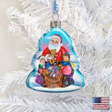 Gift Giving Santa Mercury Glass Ornament by G. DeBrekht - Christmas Santa Snowman Decor - 773013-1