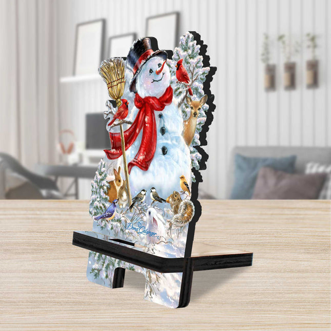Old-Fashioned Christmas Cell Phone Stand Christmas Decor Wood Mobile Tablet Holder Charging Station Organizer - 892090C-DG-0