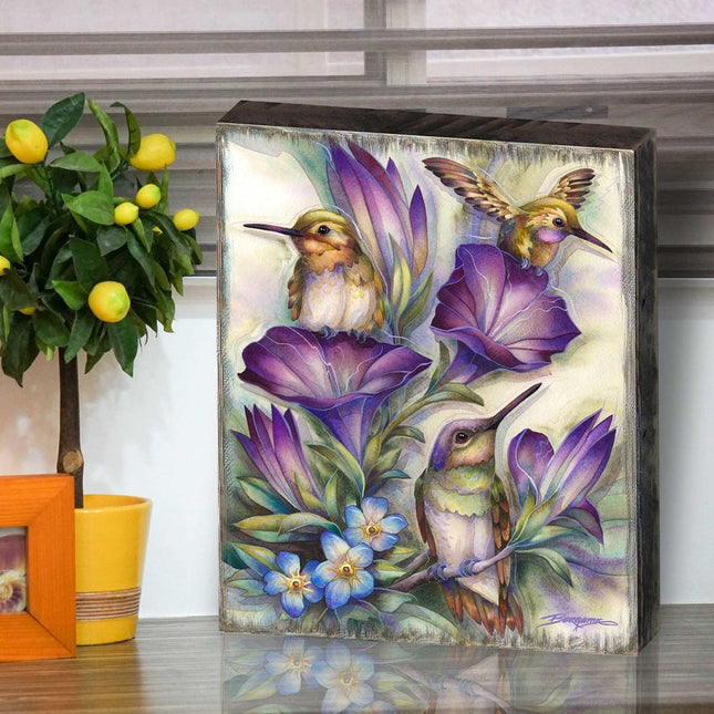 Everlasting Friendship Hummingbirds Wooden Wall Art by J. Bergsma - Nature Wildlife Decor - 85922936B-JB-0