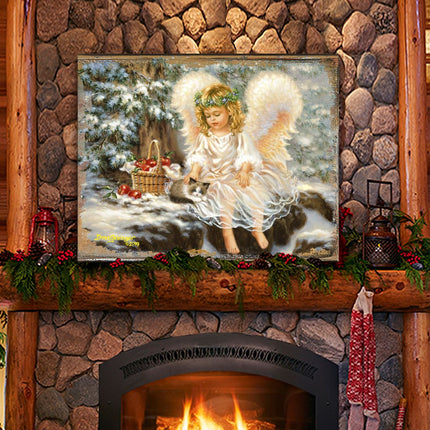 American Angel Winter Companions Wooden Wall Art by D. Gelsinger - Nativity Holiday Decor - 95657B-0718-0