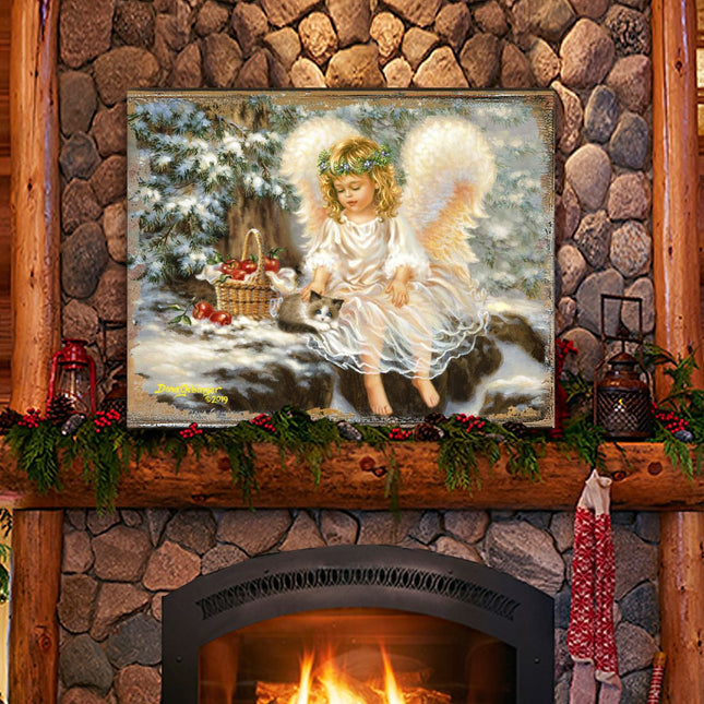 American Angel Winter Companions Wooden Wall Art by D. Gelsinger - Nativity Holiday Decor - 95657B-0718-0
