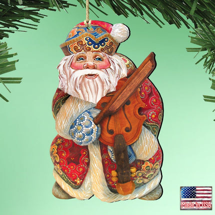 Musician Santa Wooden Ornaments by G. DeBrekht - Christmas Santa Snowman Decor - 8116213-1