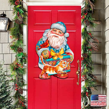 Kitty Santa Christmas Door Decor by G. DeBrekht - Christmas Santa Snowman Decor - 8119175H-3