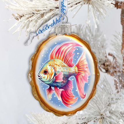 Coastal Decorations - Red Fins Fish Keepsake Glass Ornaments by G. Debrekht - Christmas Decor - 777408-3