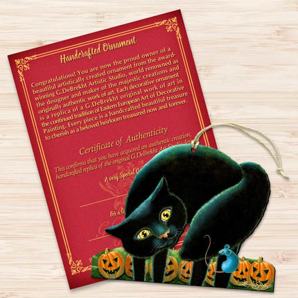 Spooky Cat Wooden Ornaments by Laura Seeley - Thanksgiving Halloween Decor - 8512056-LS-2