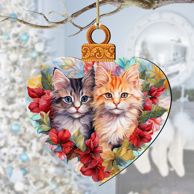 Cute Kittens Wooden Ornaments by G. Debrekht Pets Decor - 8611091-0