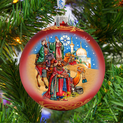 Three Kings Ball Glass Ornament by G. DeBrekht - Nativity Holiday Décor - 73551-2