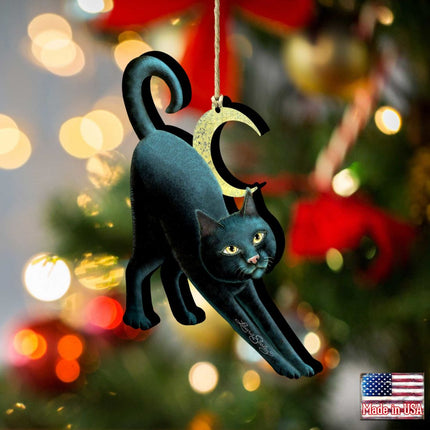 Spooky Halloween Cat Wooden Ornaments by Laura Seeley - Thanksgiving Halloween Decor - 8512054-LS-1