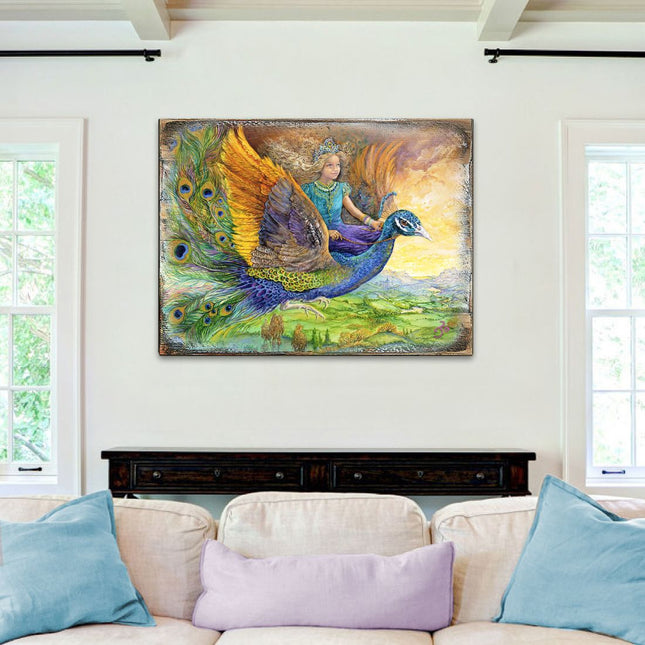 Peacock Princess Fantasy Wooden Wall Art by Josephine Wall - Fantasy Decor - 852138-JW-0