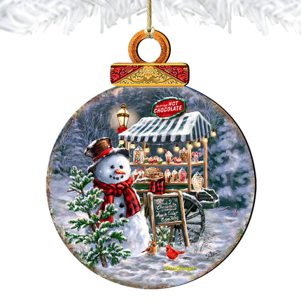 Hot Chocolate Stand - Frosty Fun Wooden Ornaments by D. Gelsinger Christmas Santa Snowman Decor - 8611087-DG-3