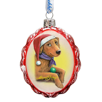 Flowers Fetch Fun Mercury Glass Ornament by Laura Seeley - Pets Dog and Cats Decor - 779218-LS-4