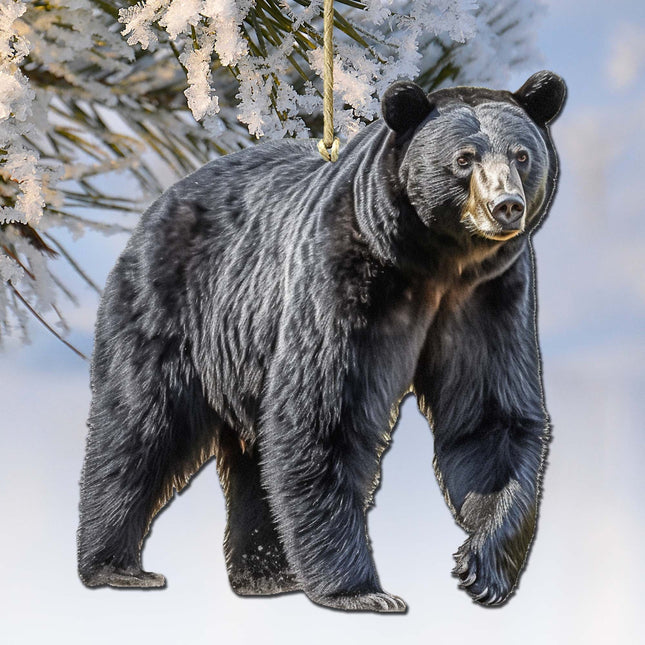 Alaskan Black Bear Wooden Ornaments by G.Debrekht - Wildlife Holiday Decor - 8710105-1-0